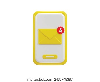 icono de sobre de correo con notificación nuevo mensaje en smartphone icono 3d ilustración vectorial de representación