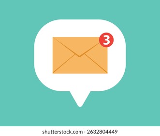 mail envelope icon with notification new message in bubble 
