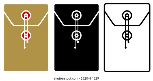 mail envelope icon with rope, simple flat style, illustration, logo sign symbol pictogram template, for ui or ux isolated on white for mobile app, editable