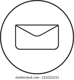 Icono de sobre de correo. Icono de línea de mensaje redondo para web e impresión aislada en fondo blanco.
