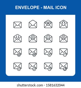 Mail and envelope icon set. Contains such Icons as Inbox, Letter, Attachment, Envelope and more. simple modern and trendy design