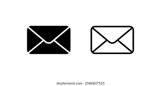Mail envelope icon set. Email letter flat icon and outline icon. Simple vector symbols illustrations. Send mail message signs collection