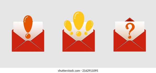 Mail envelope icon set with marker new message isolated on grey background. Render email notification with letters, check mark, paper plane and magnifying glass. realistic vector