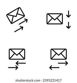 Mail envelope icon set with marker new message isolated on white background. Render email notification with letters, check mark, paper plane.