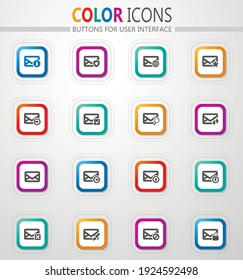 Conjunto de iconos de correo y sobre para sitios web e interfaz de usuario