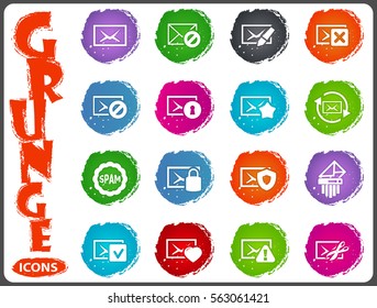 Mail and envelope icon set for web sites and user interface in grunge style