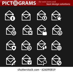 Mail and envelope icon set for web sites and user interface