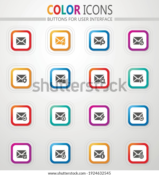 Mail and envelope icon set for web sites and\
user interface