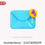 Mail envelope icon with sing unread notification. Envelope letter paper. Send post messages social media element. Realistic 3d symbol email. Isolated object on gray background. vector illustration