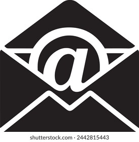 Mail envelope icon with at symbol vector illustration on white background. Contact us symbol vector illustration.