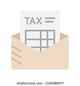 Mail envelope icon with tax form. Bookkeeping. Concept tax reports and calculation of tax return. Vector illustration
