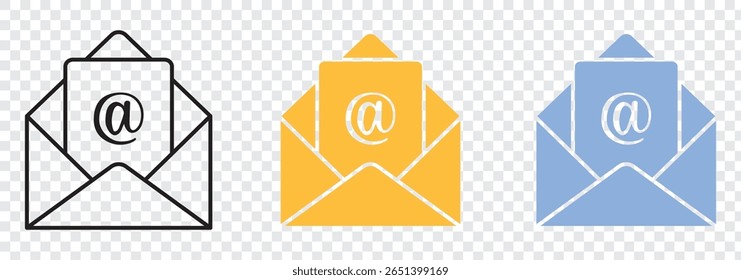 Ilustração vetorial do ícone de envelope de email para aplicativos da Web, da interface do usuário e móveis