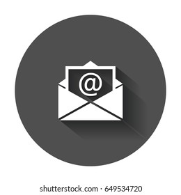 Mail envelope icon vector. Symbols of email flat vector illustration with long shadow.