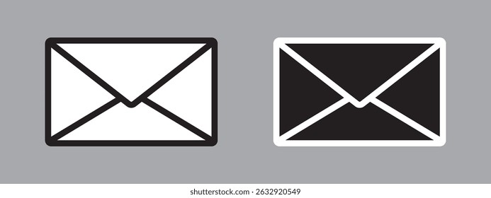 Mail Envelope Icons in Black and White