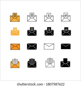 Mail envelope icons set vector illustration on white background