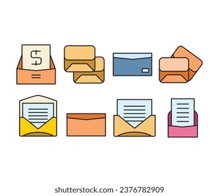 mail and envelope icons set vector illustration