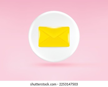 Mail envelope isolated on pastel pink background. 3d render of new e-mail message notice icon. Concept of subscription to newsletter. 3d rendering illustration of new incoming message