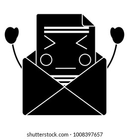 mail envelope kawaii character cartoon