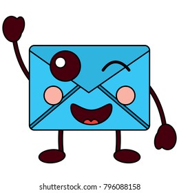 mail envelope kawaii character cartoon