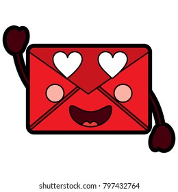 mail envelope kawaii character cartoon