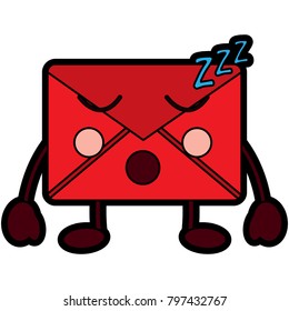 mail envelope kawaii character cartoon