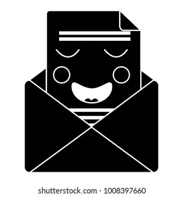 mail envelope kawaii character smiling