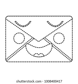 mail envelope kawaii character smiling