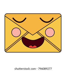 mail envelope kawaii character smiling