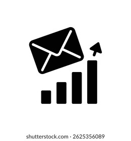 Mail Envelope Launching into Chart Bars Representing Marketing or Communication