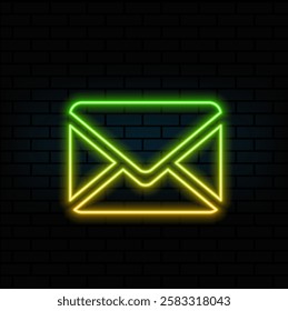mail envelope letter flat icon vector isolated. neon style..