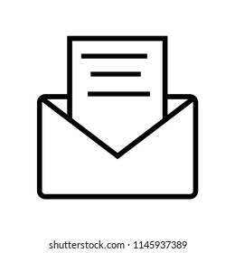 Mail envelope with letter paper icon vector icon. Simple element illustration. Mail envelope with letter paper symbol design. Can be used for web and mobile.