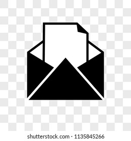 Mail envelope with a letter paper vector icon on transparent background, Mail envelope with a letter paper icon