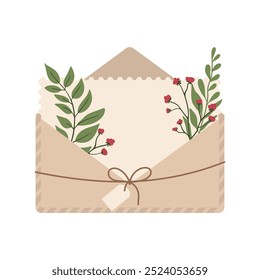 Mail Envelope Letter. Post card Craft paper letter and mail envelope. Postage card cute envelope vector illustration.