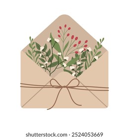 Mail Envelope Letter. Post card Craft paper letter and mail envelope. Postage card cute envelope vector illustration.