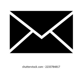 Mail envelope, letter, post, postal service for communication and correspondence, sent by mail or messenger, graphic, outline, vector, illustration in black and white color, isolated on white