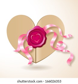 mail envelope or letter with wax seal isolated on white - valentine's day letter