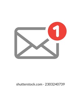 Correo, icono del vector de línea de sobre. Carta con notificación con un símbolo de contorno.