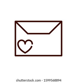mail envelope love heart romantic passion feeling related icon vector illustration thick line