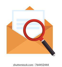 mail envelope with magnifying glass