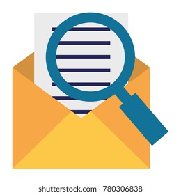 mail envelope with magnifying glass