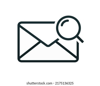 Mail envelope with magnifying glass icon. Vector illustration
