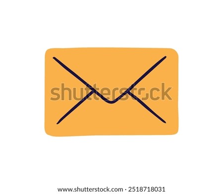 Mail, envelope, message symbol, envelope with paper letter, message, email icon, post, business document, information symbol flat vector illustration isolated on white background.
