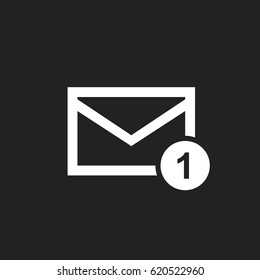 Mail envelope message. Vector illustration in flat style on black background.