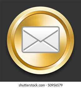 Mail Envelope on Golden Internet Button Original Illustration
