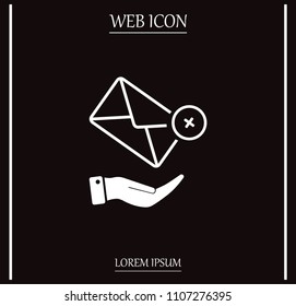 Mail envelope on the hand, mail. A letter on the palm of your hand. Vector icon.