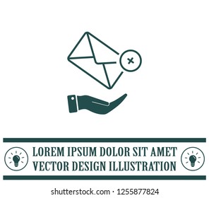 Mail envelope on the hand, mail. A letter on the palm of your hand. Vector icon.