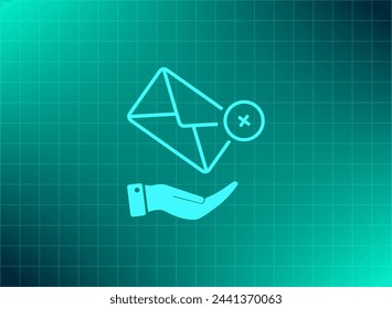 Mail envelope on the hand, mail. A letter on the palm of your hand. Vector icon.