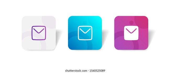 mail envelope round icon in outline and solid style with colorful smooth gradient background, suitable for mobile and web UI, app button,  infographic, etc