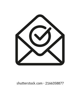 E-Mail oder Umschlagzeichen. Vektorgrafik Geprüfte oder genehmigte Mails. Markieren Sie OK Symbol.