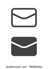 Mail envelope simple icon, line and solid version, outline and filled vector sign, linear and full pictogram isolated on white. Letter symbol, logo illustration, pixel perfect vector graphics